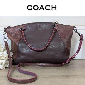 Coach Leather Kelsey Satchel Crossbody Bag Burgundy Python Oxblood Outline VTG